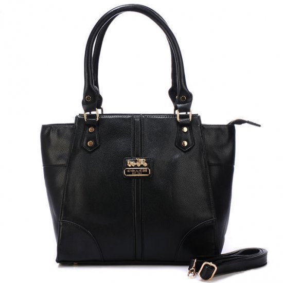 Coach Logo Medium Black Satchels BJG - Click Image to Close